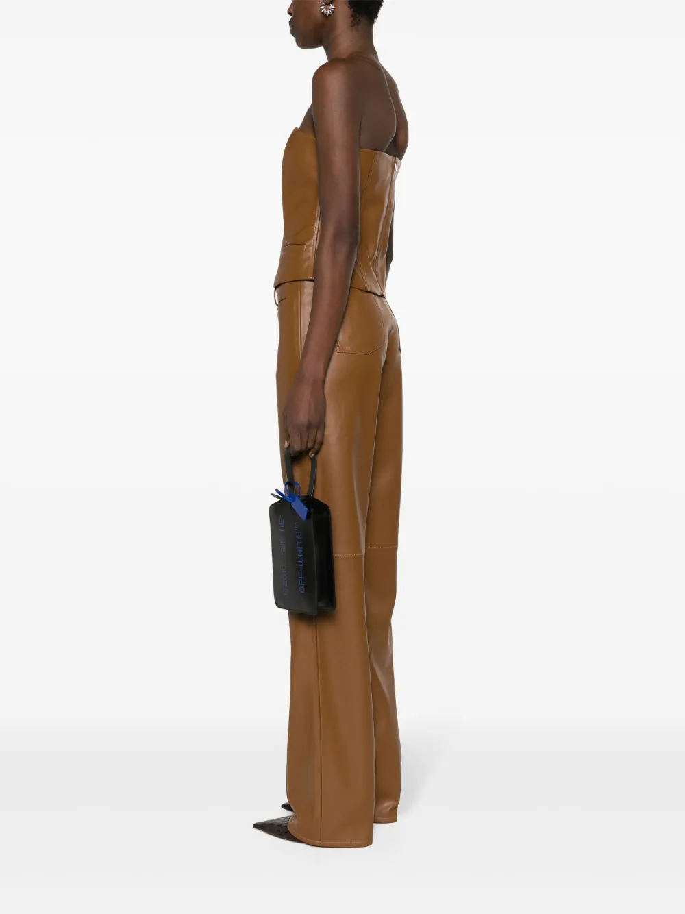 Off-White Zip Tie leren clutch - Zwart