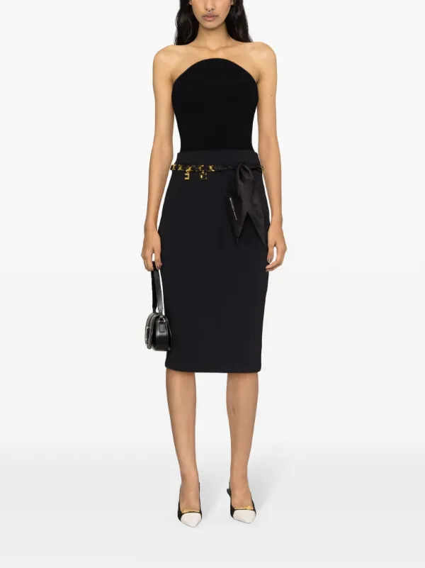 Elisabetta Franchi Pencil Crepe Midi Skirt Farfetch