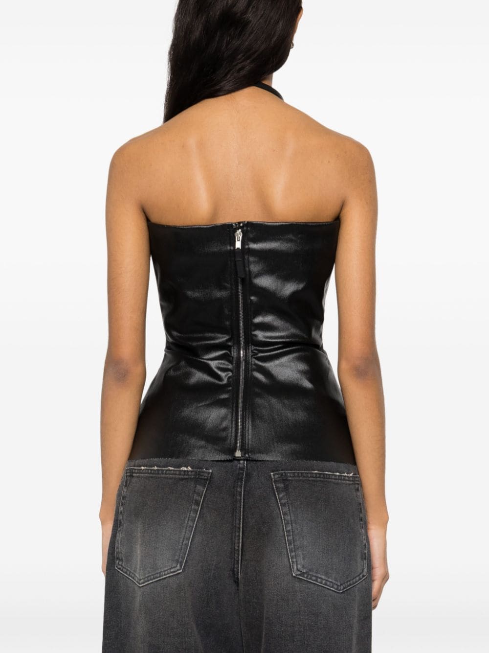 Shop Rick Owens Coated Bustier Top In Black