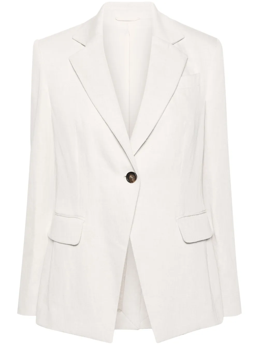 Brunello Cucinelli Viscose And Linen Single-breasted Blazer In Grey