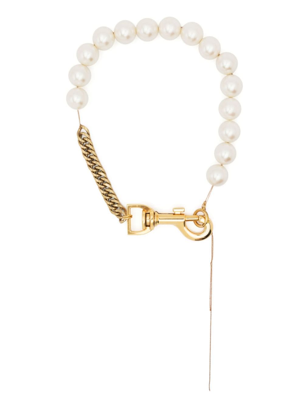 Shop Sacai Pearl Chain-link Necklace In 金色