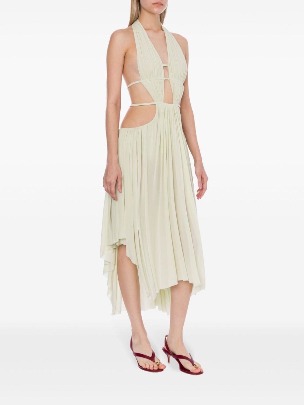 Shop Philosophy Di Lorenzo Serafini Cut-out Draped Midi Dress In Grey