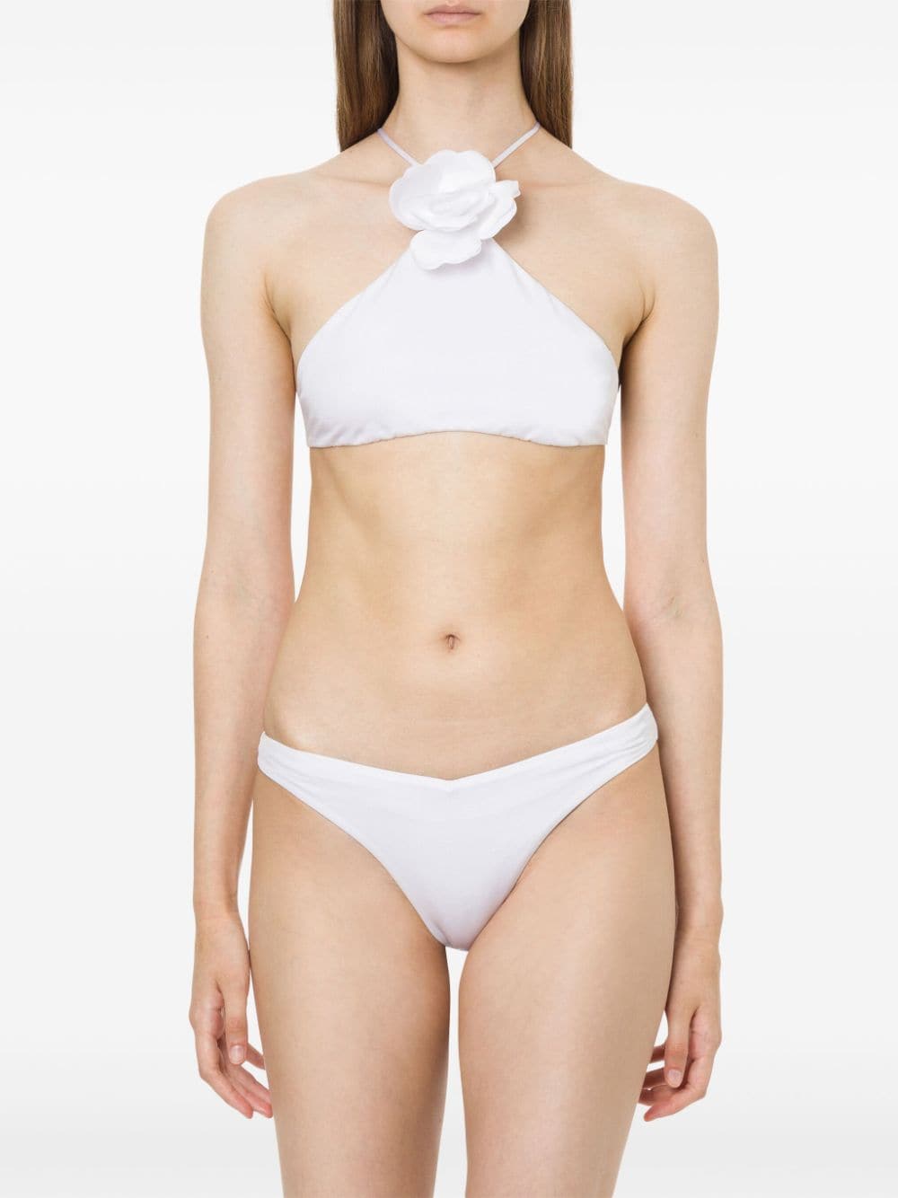 Shop Philosophy Di Lorenzo Serafini Floral-appliqué Halterneck Bikini Set In White