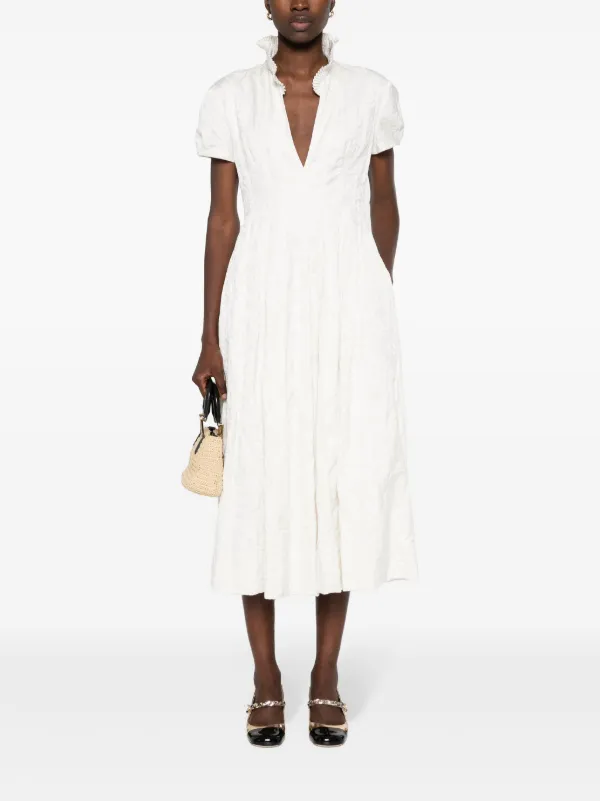 Philosophy Di Lorenzo Serafini V-neck Pleated Midi Dress | Neutrals |  FARFETCH JO