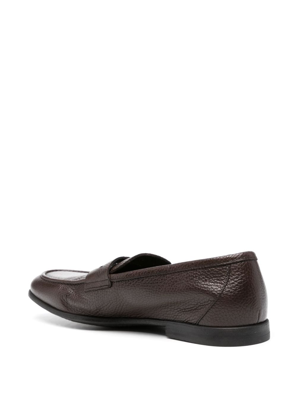 Shop Canali Grained Leather Loafers In Brown