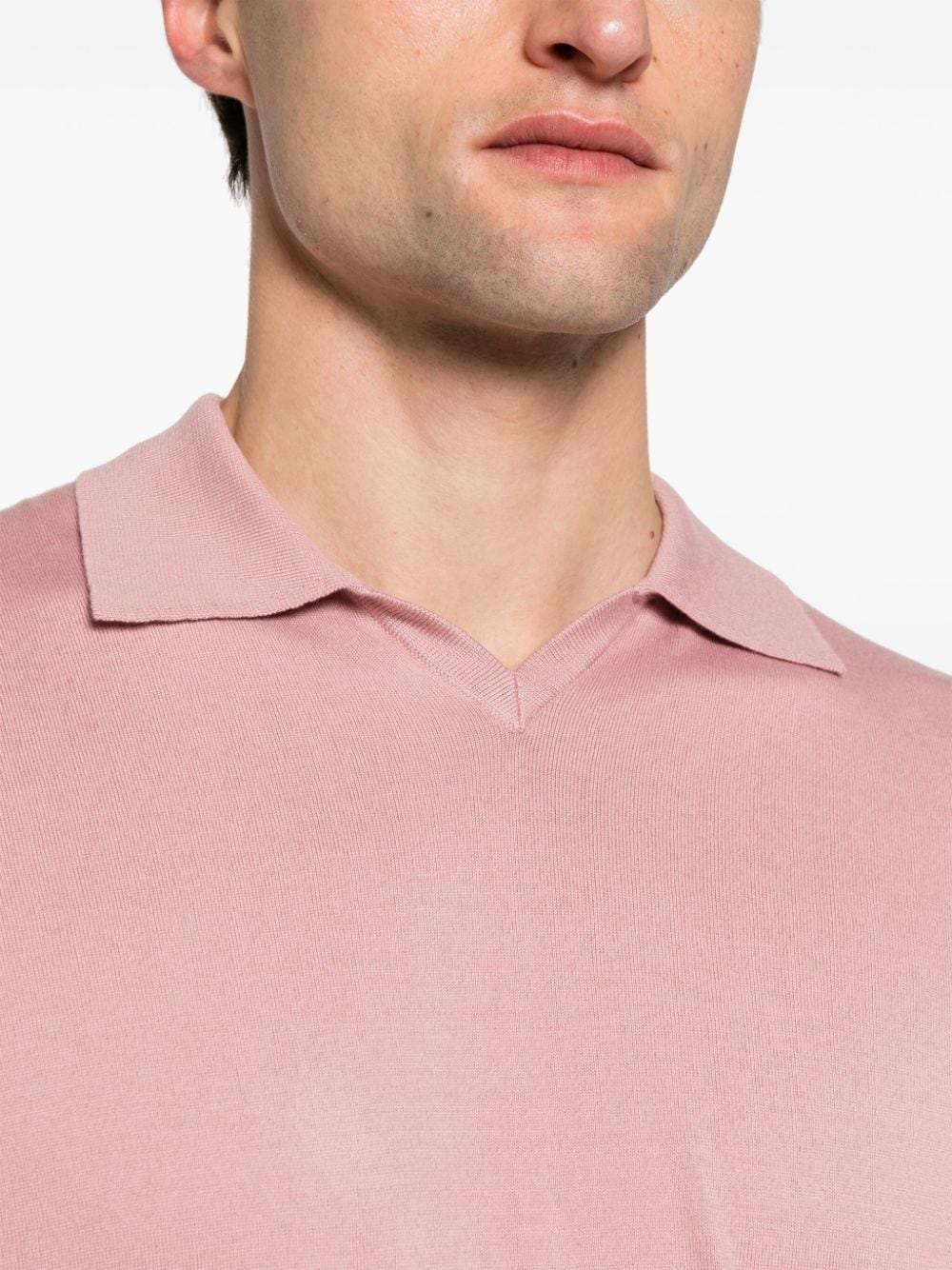 Shop Brunello Cucinelli Fine-knit Cotton Polo Shirt In Pink