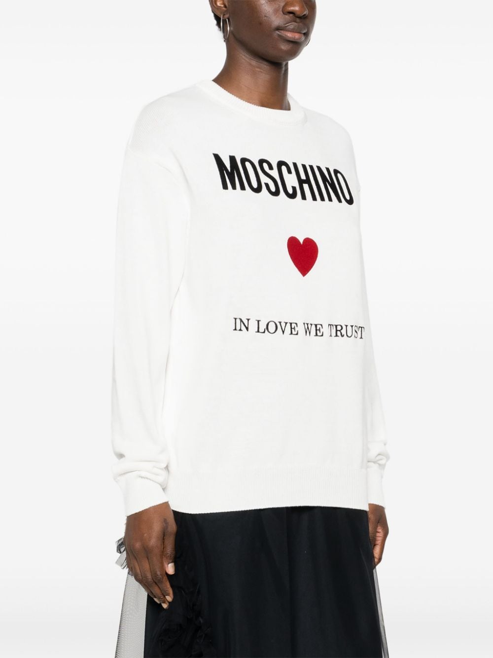 Shop Moschino Logo-embroidered Jumper In White