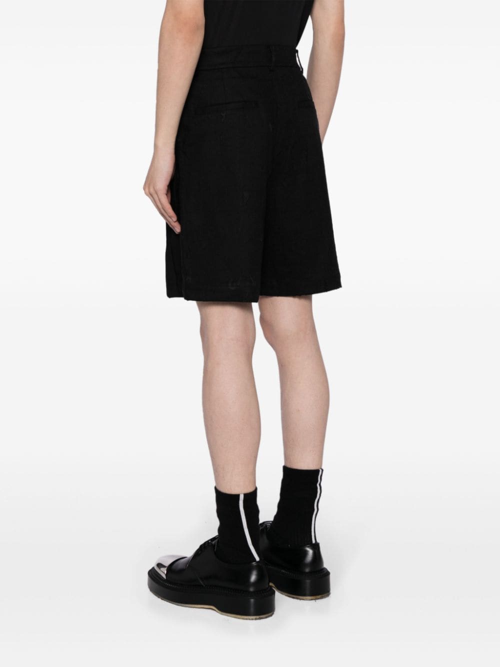 Shop Feng Chen Wang High-waisted Wool Shorts In Black