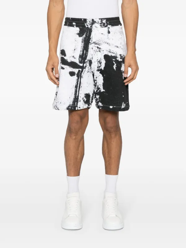 Alexander McQueen paint-splatter Cotton Shorts | White