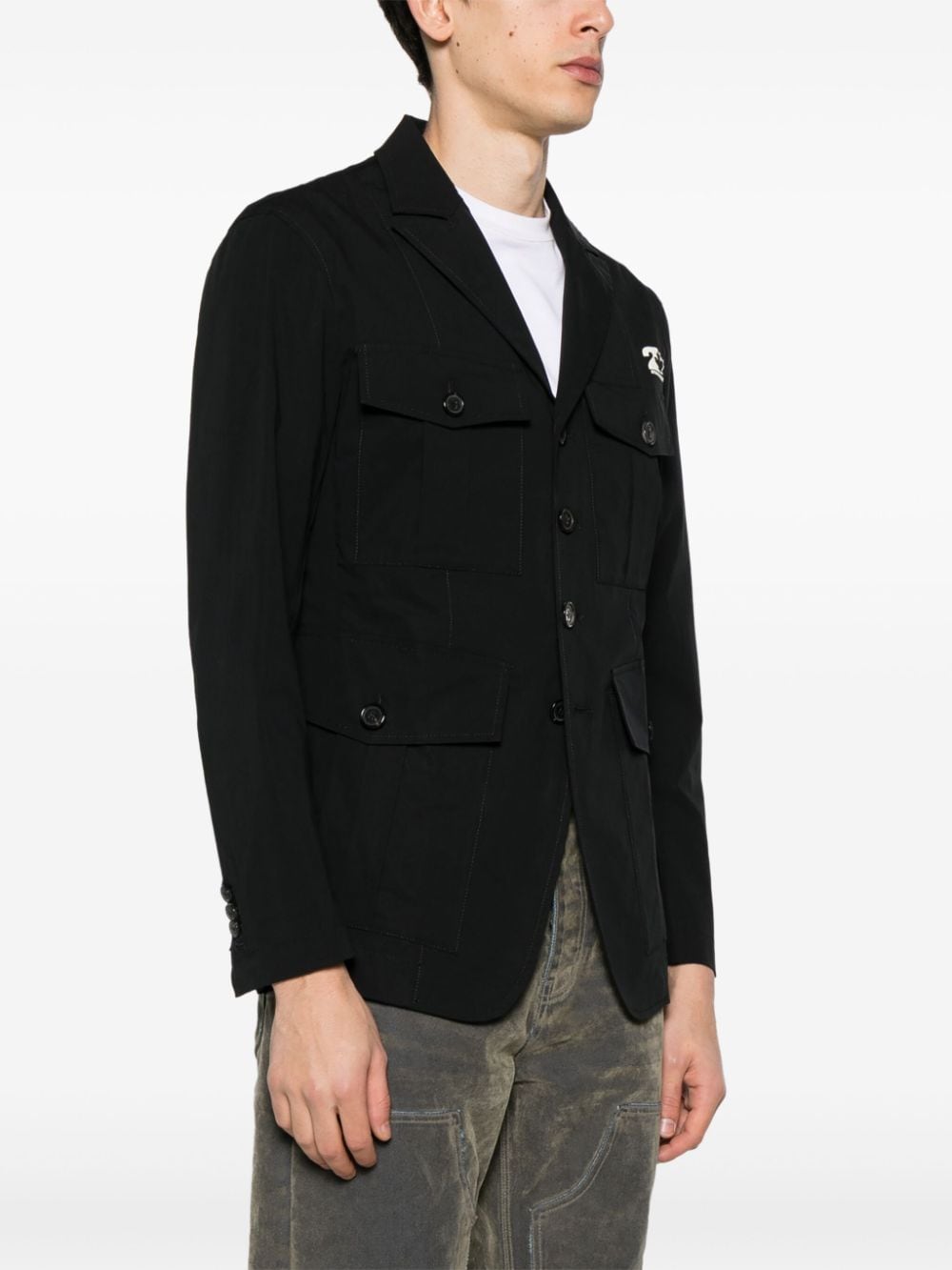 Shop Dsquared2 Military Cotton Blazer In Black