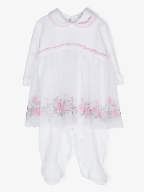 Monnalisa tulle-overlay cotton romper
