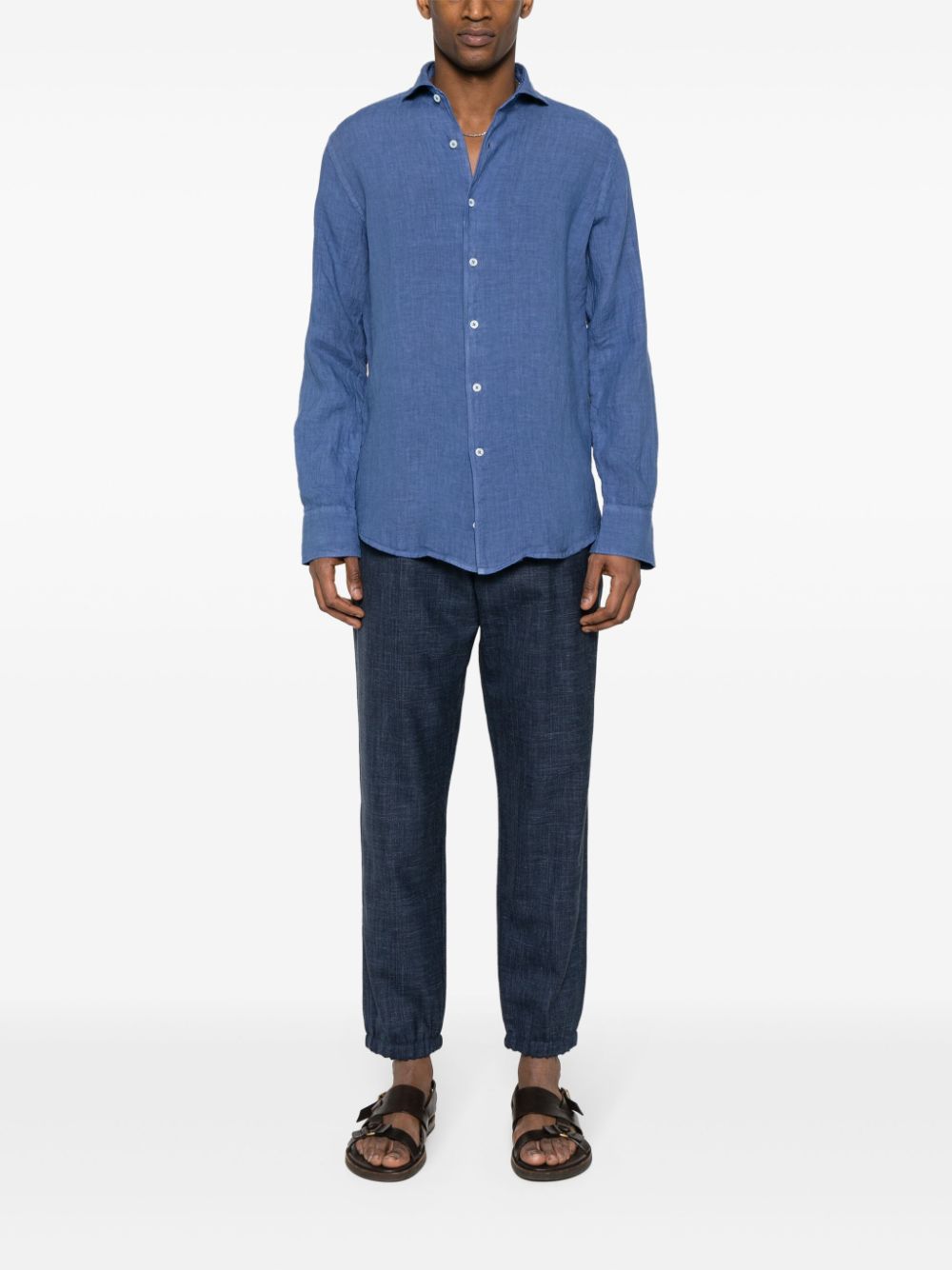 Canali Chambray overhemd - Blauw