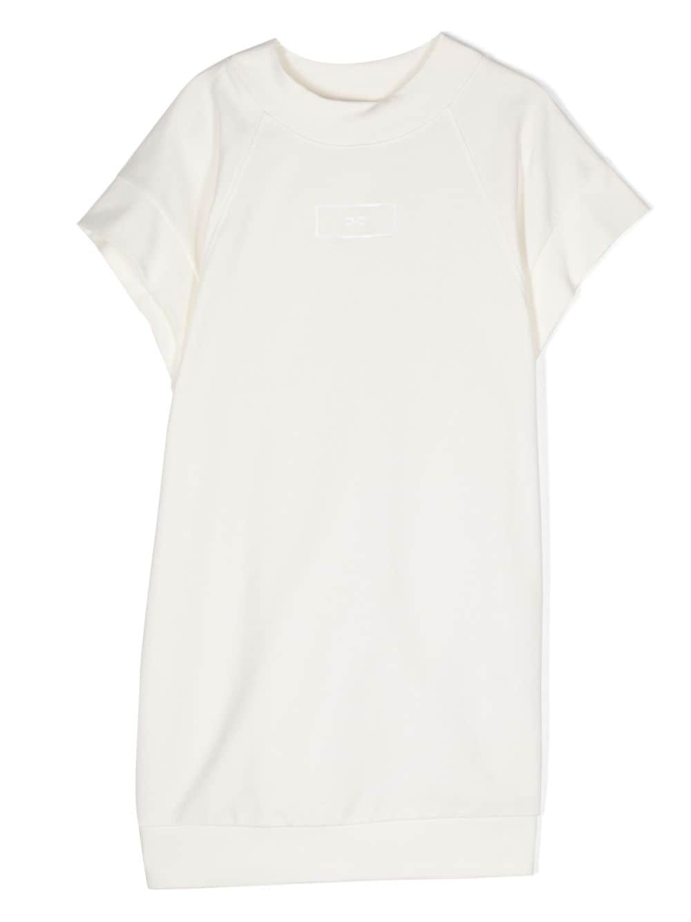 Elisabetta Franchi La Mia Bambina Kids' Logo-appliqué Jersey Dress In White