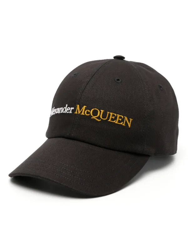 Alexander McQueen logo embroidered Cotton Baseball Cap Black FARFETCH TW