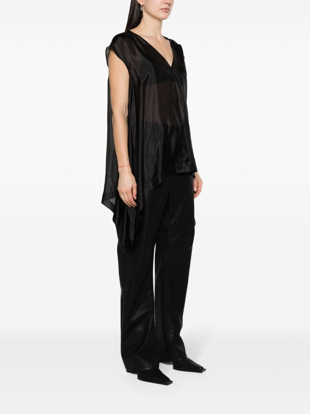 Rick Owens Faun zijden blouse met V-hals Zwart