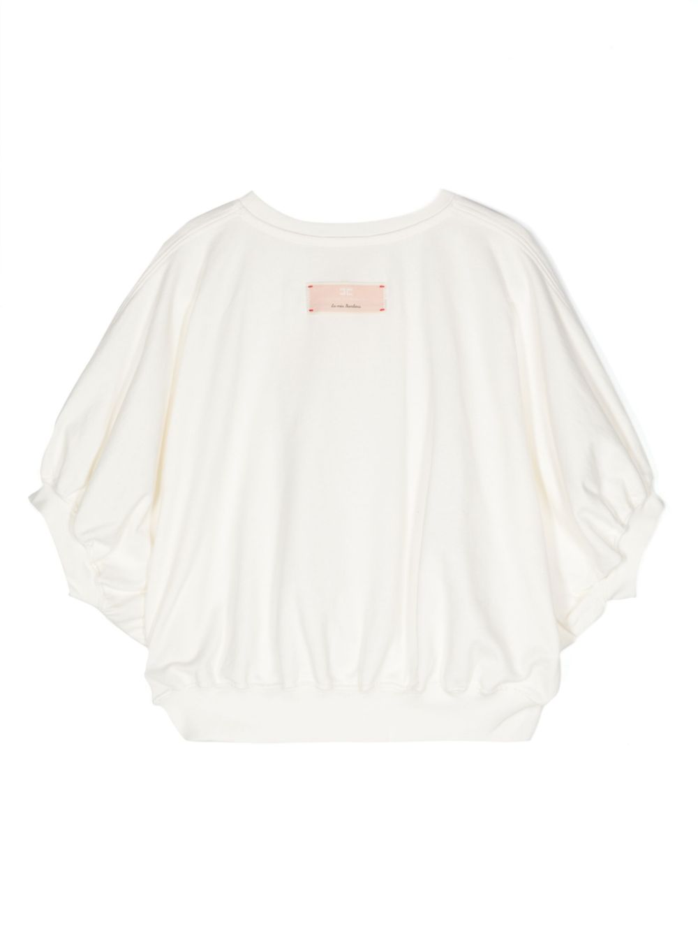 Elisabetta Franchi La Mia Bambina raised-logo cotton sweatshirt - White