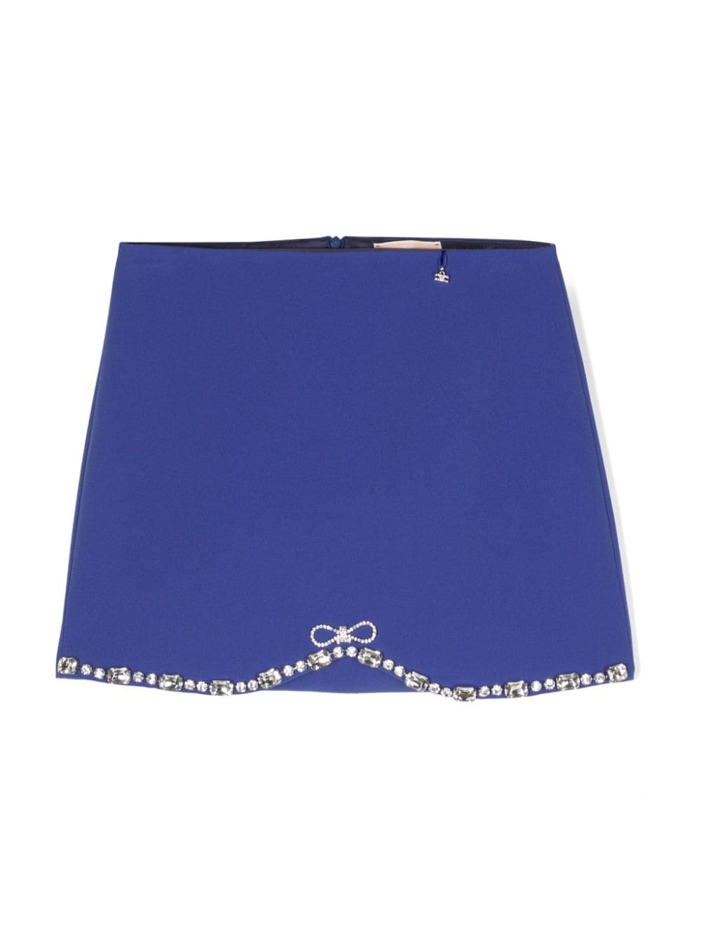 Elisabetta Franchi La Mia Bambina Kids' Rhinestone-embellishment Crepe Skirt In Blue