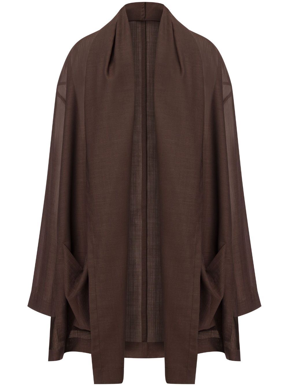Shop Philosophy Di Lorenzo Serafini Semi-sheer Wool-blend Coat In Brown