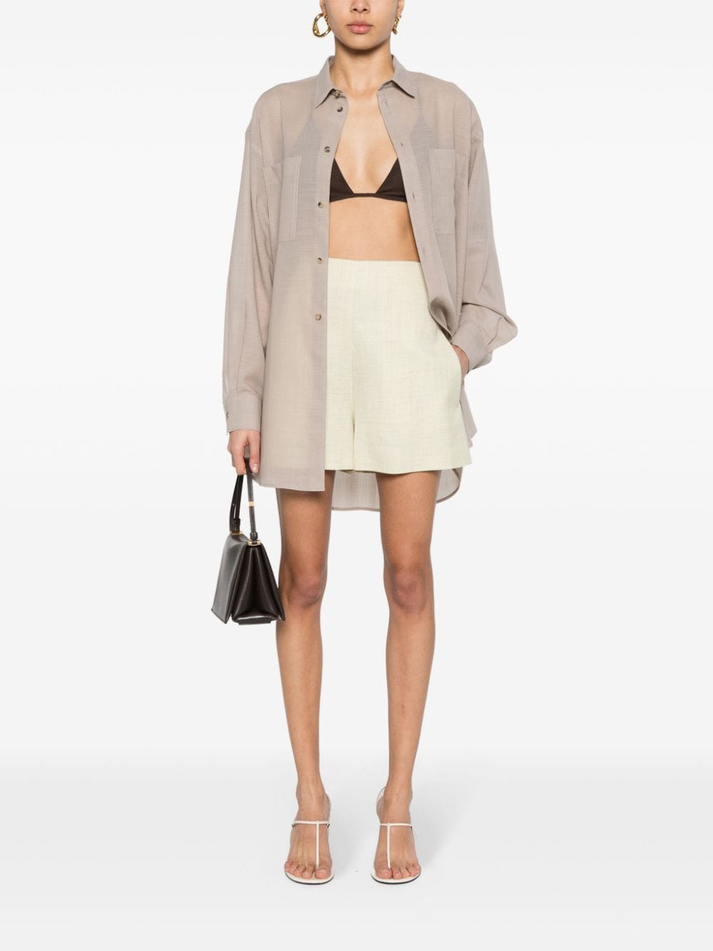 Philosophy Di Lorenzo Serafini chambray tailored shorts - Geel