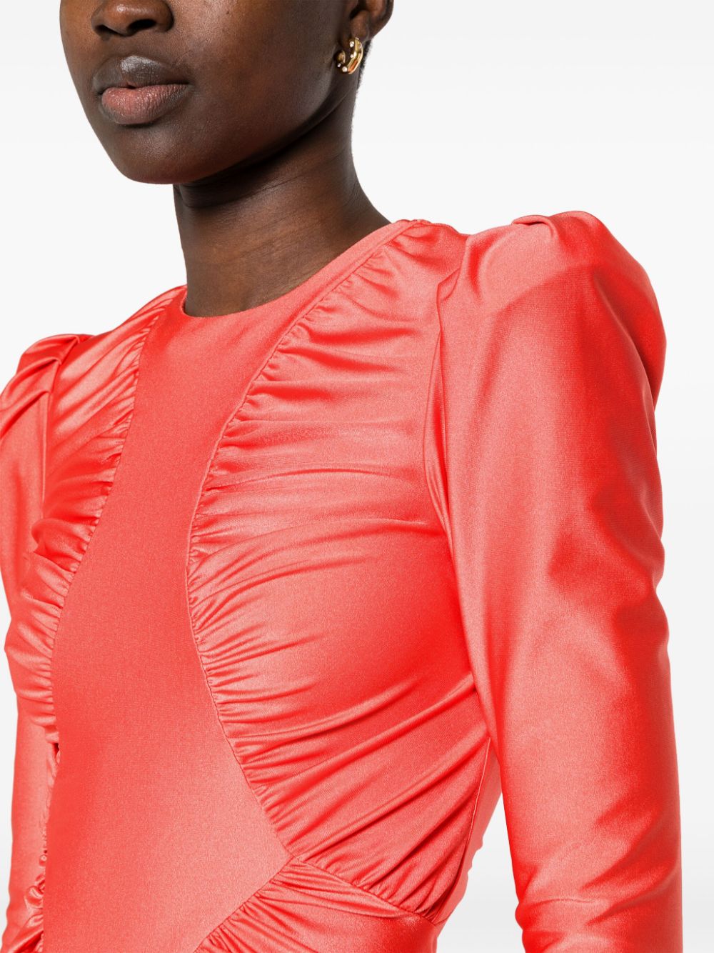 Shop Philosophy Di Lorenzo Serafini Ruched Long-sleeve Dress In Pink