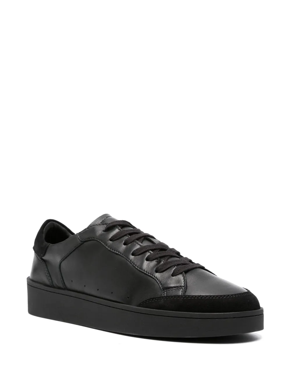 Canali Leren sneakers met suède vlak - Zwart