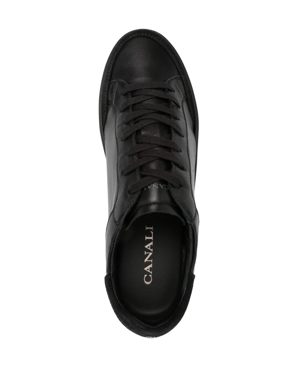 Canali Leren sneakers met suède vlak Zwart