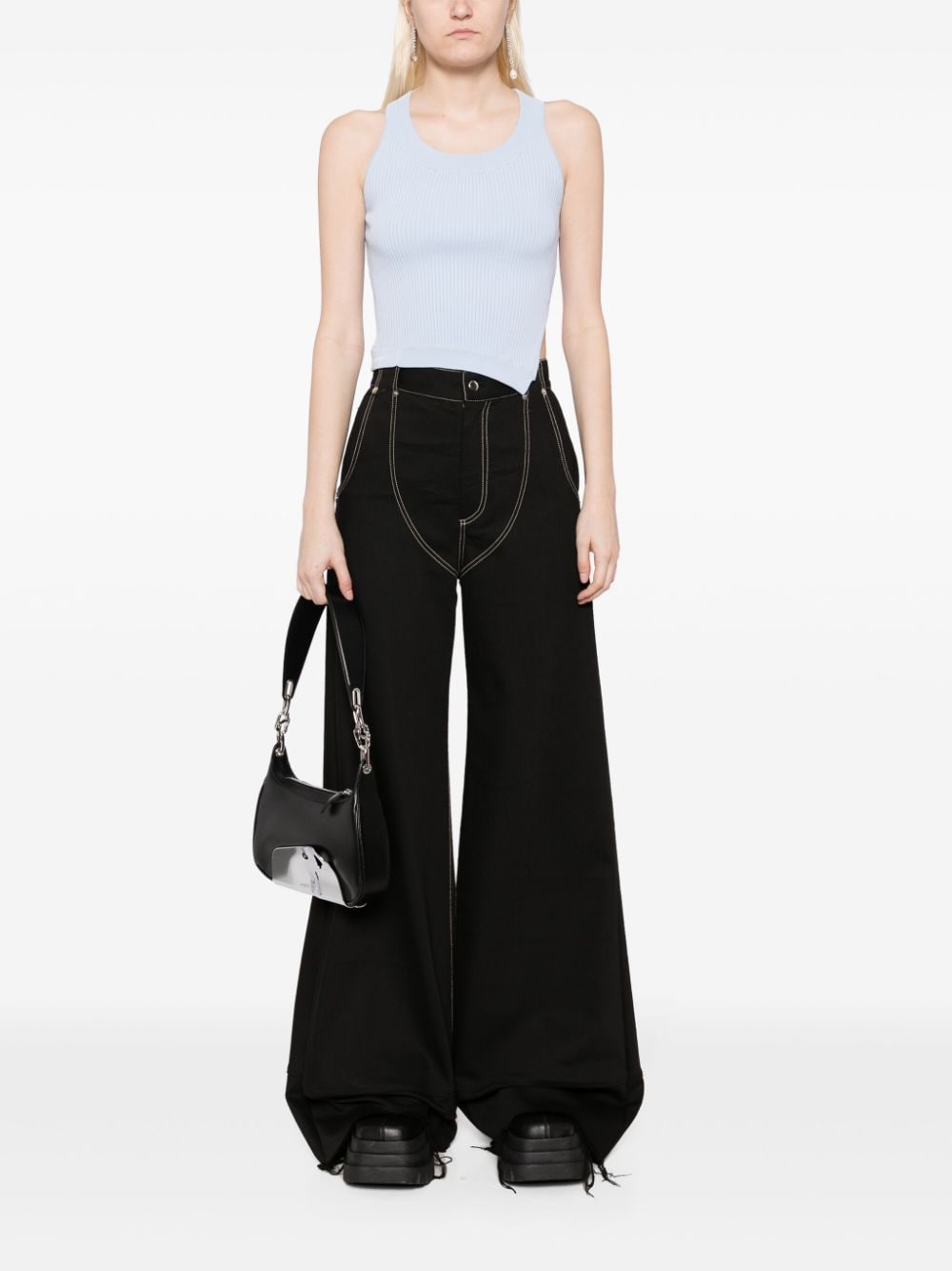 Shop Feng Chen Wang Asymmetric Knitted Vest Top In Blau