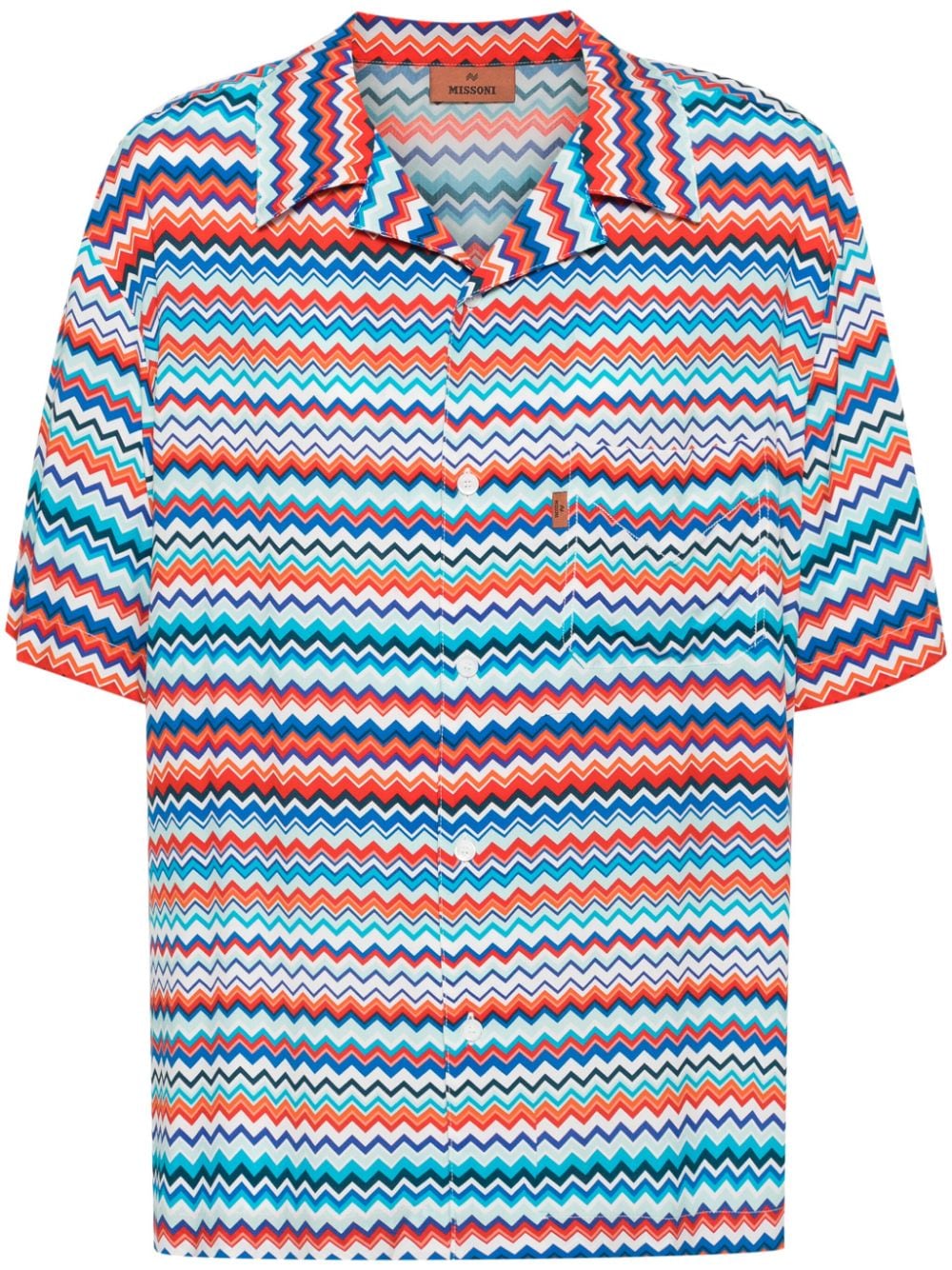 Missoni Zigzag-print Bowling Shirt In Blue
