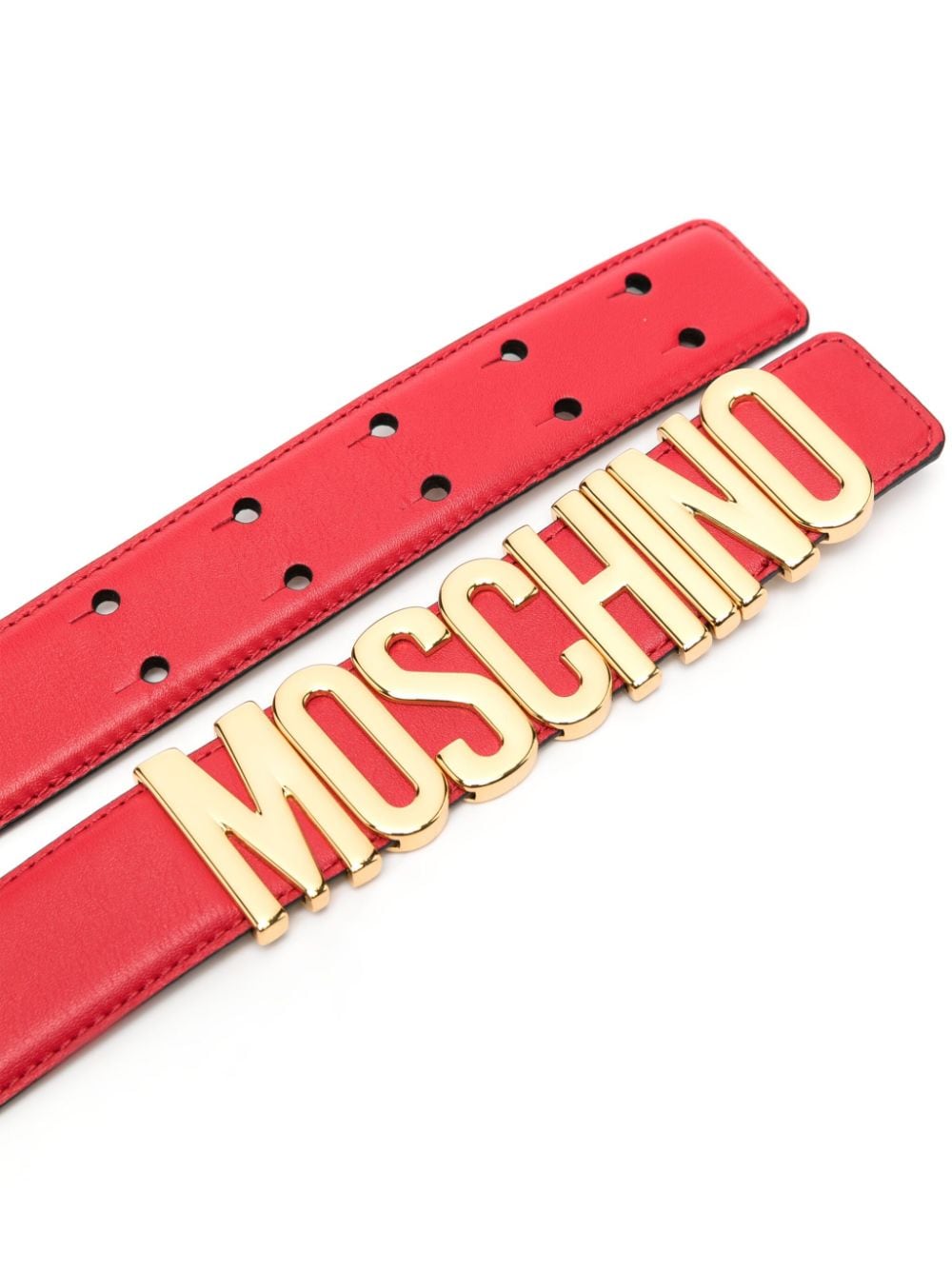 Shop Moschino Logo-plaque Leather Belt In Red