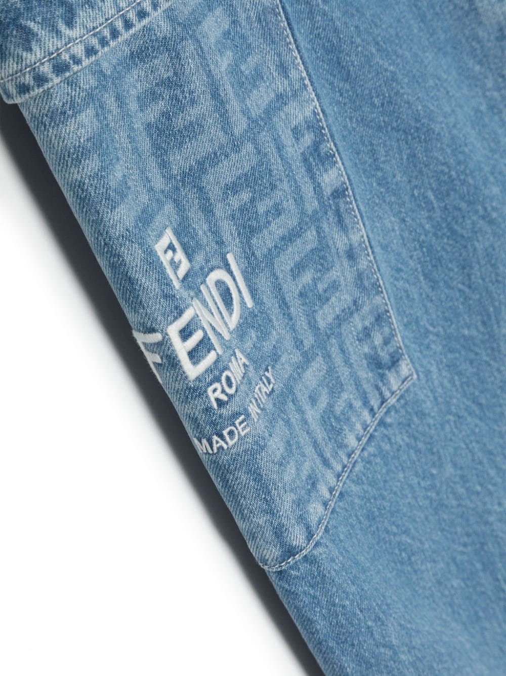 Shop Fendi Ff-print Wide-leg Jeans In Blue