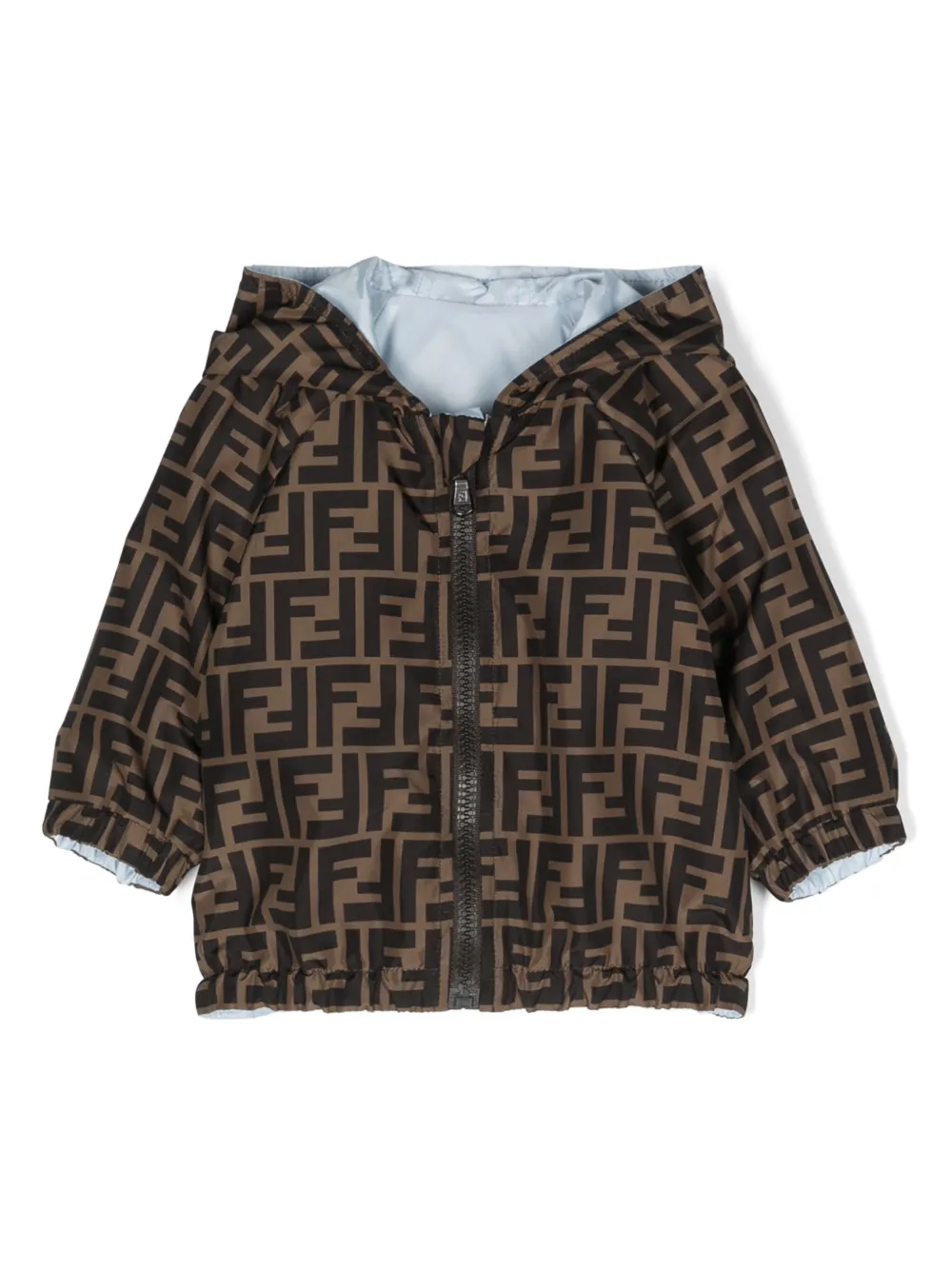 Fendi Kids Omkeerbare regenjas met capuchon Blauw