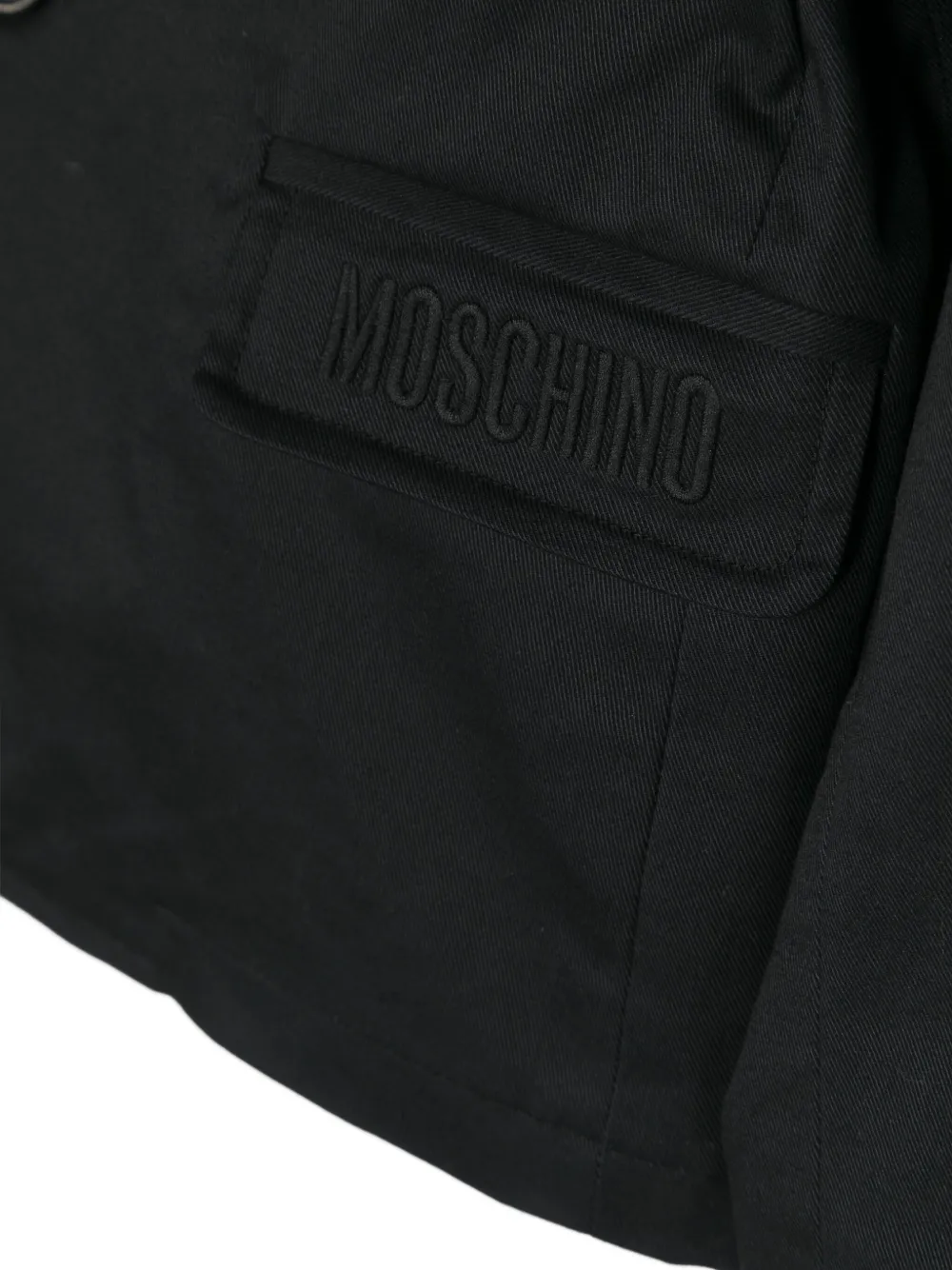 Shop Moschino Logo-embroidered Cotton Blazer In Black