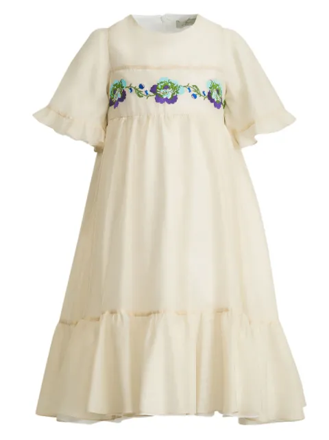 ETRO KIDS floral-embroidered cotton-silk dress