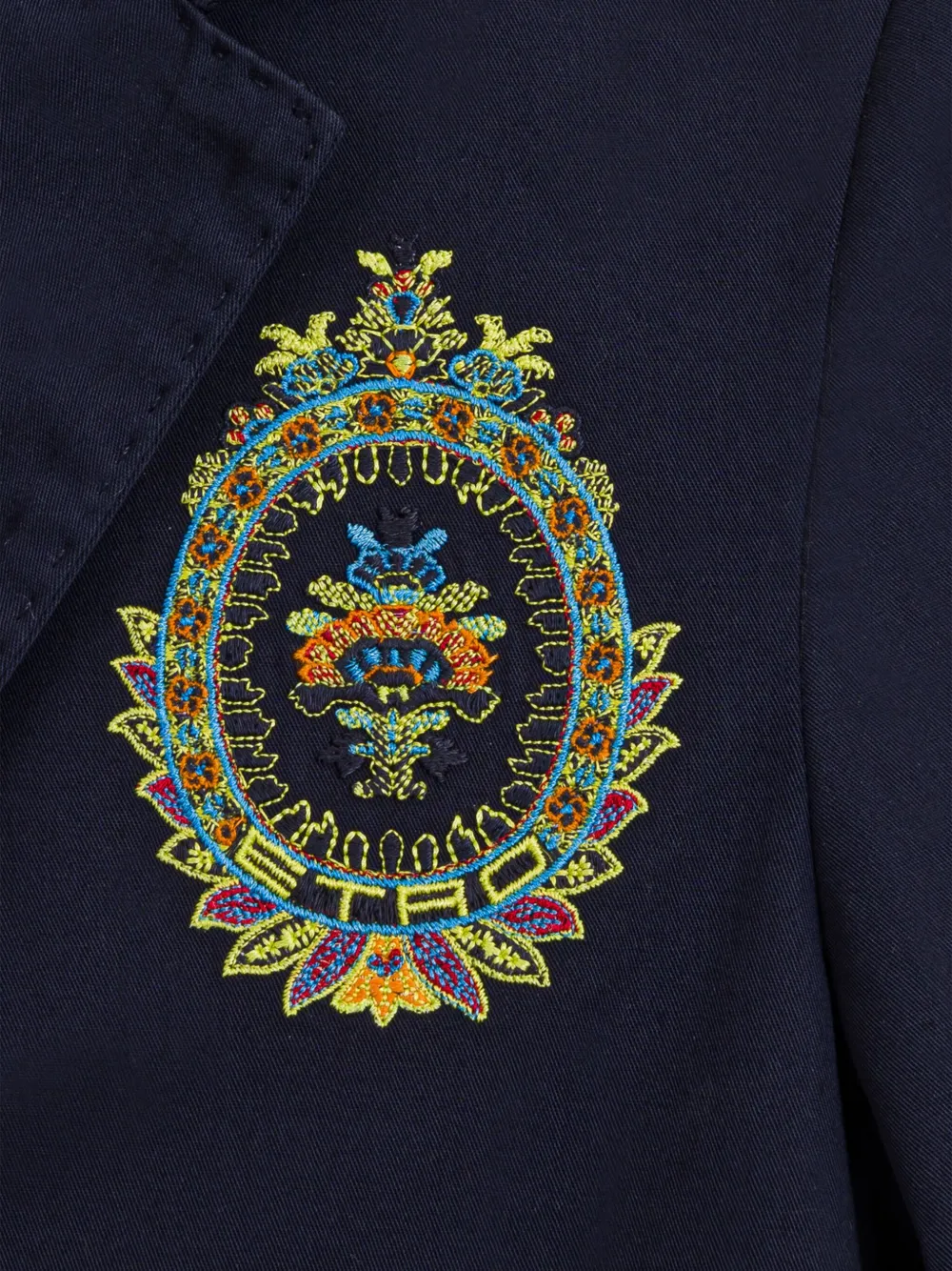 Shop Etro Coat Of Arms-embroidered Blazer In Blue