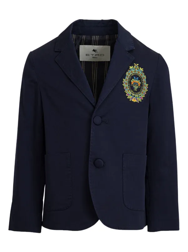 ETRO KIDS Coat Of Arms embroidered Blazer Blue FARFETCH AE