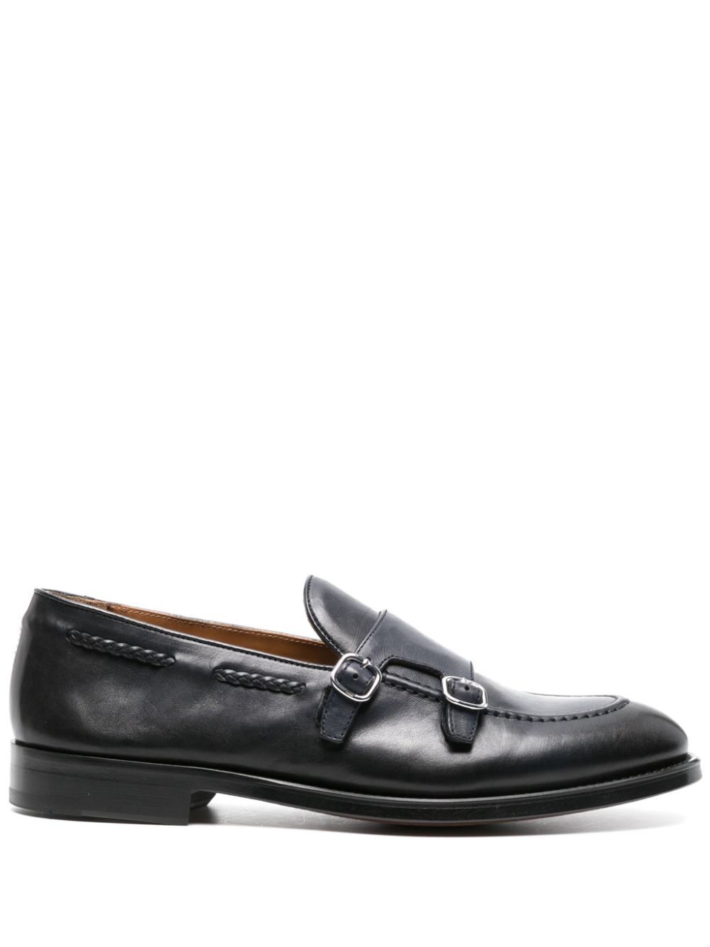 Shop Doucal's Double-buckle Leather Monk Shoes In Blue