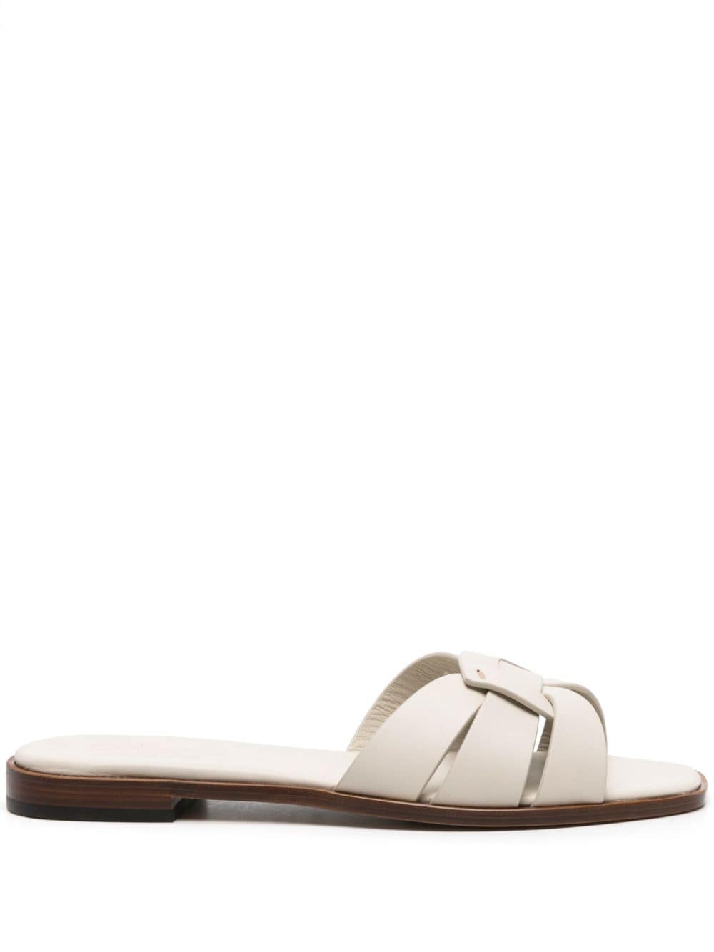 Doucal's Cut-out Leather Slides In Neutrals