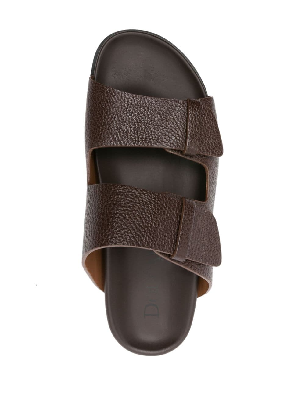 Shop Doucal's Double-strap Leather Slides In Brown