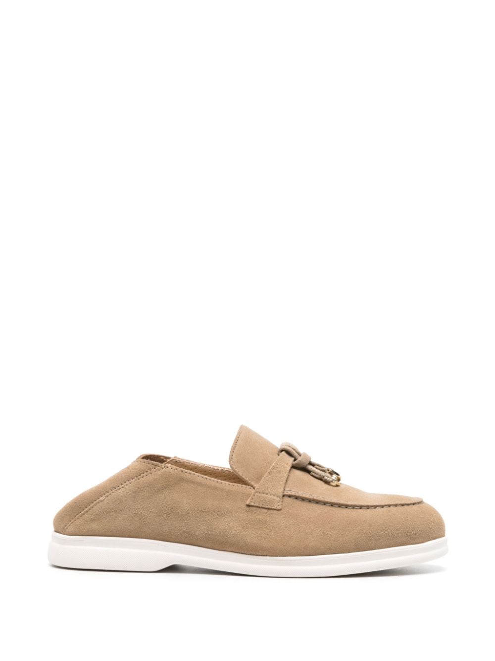 Shop Doucal's Knot-detail Suede Loafers In Neutrals