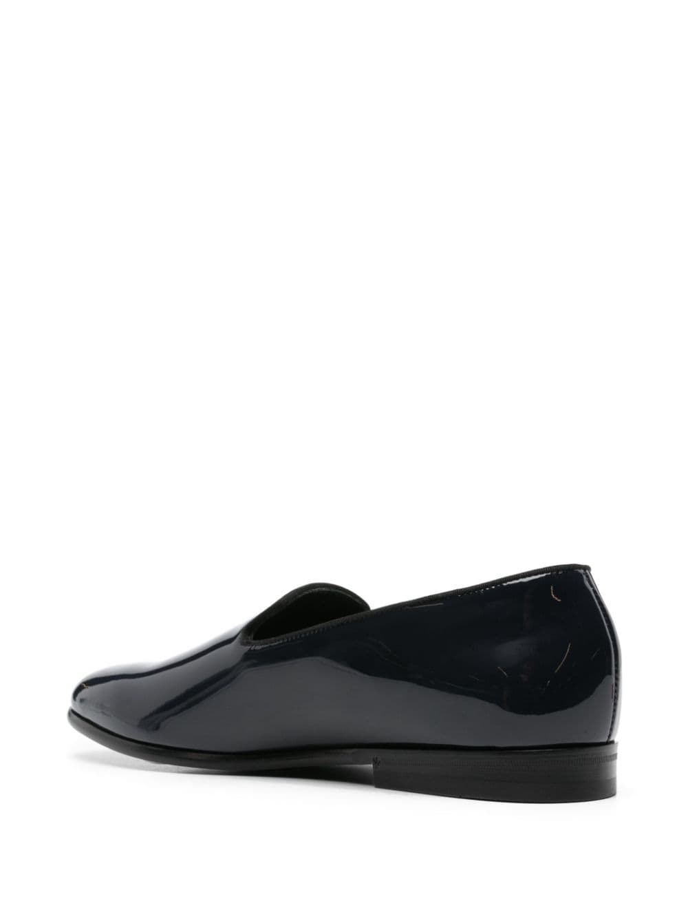 Shop Doucal's Almond-toe Leather Loafers In Blue