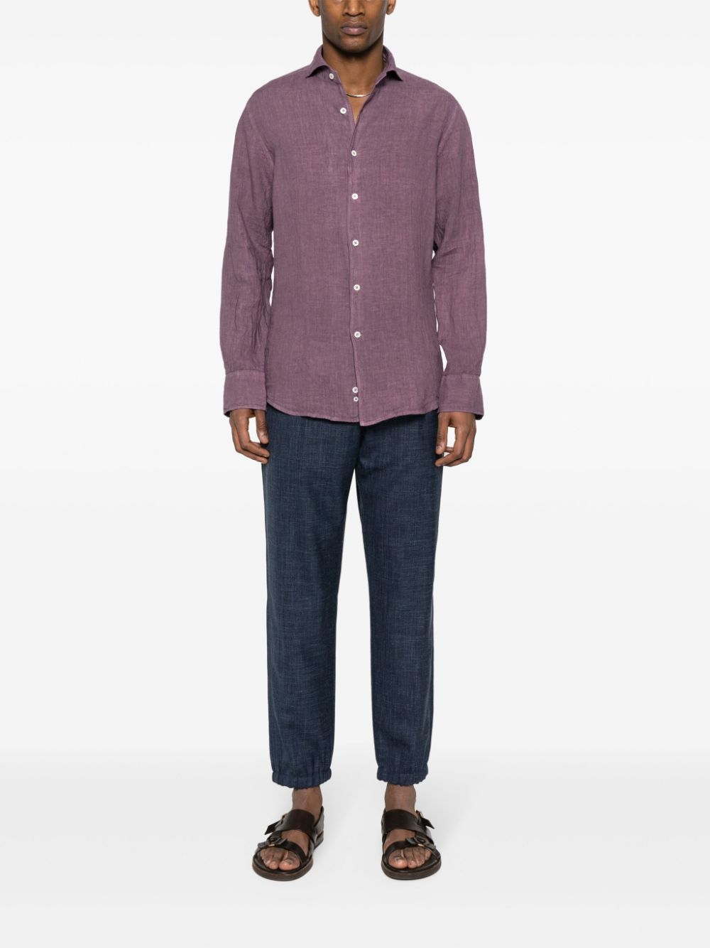 Canali Chambray overhemd - Paars