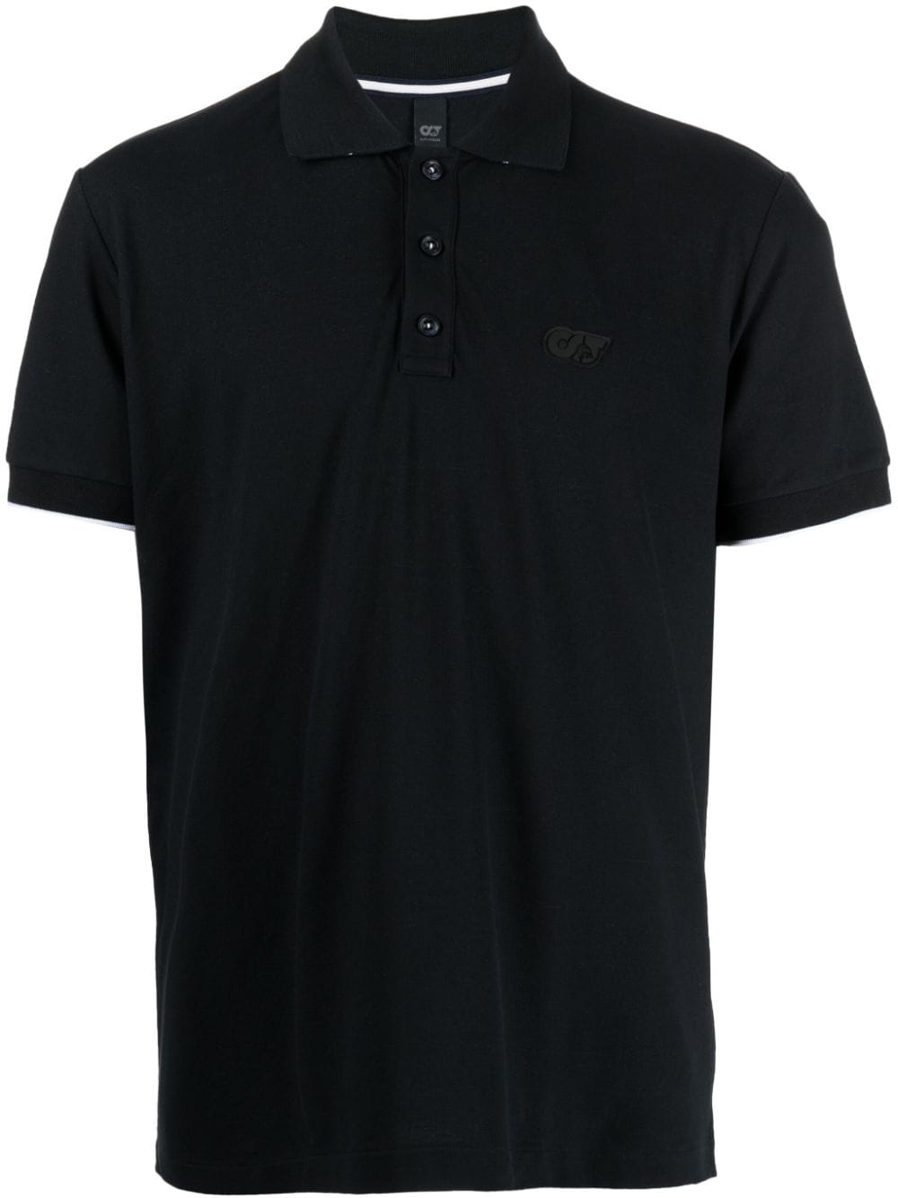 Alpha Tauri Logo-appliqué Piqué Polo Shirt In Black