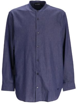 Armani collarless shirt new arrivals