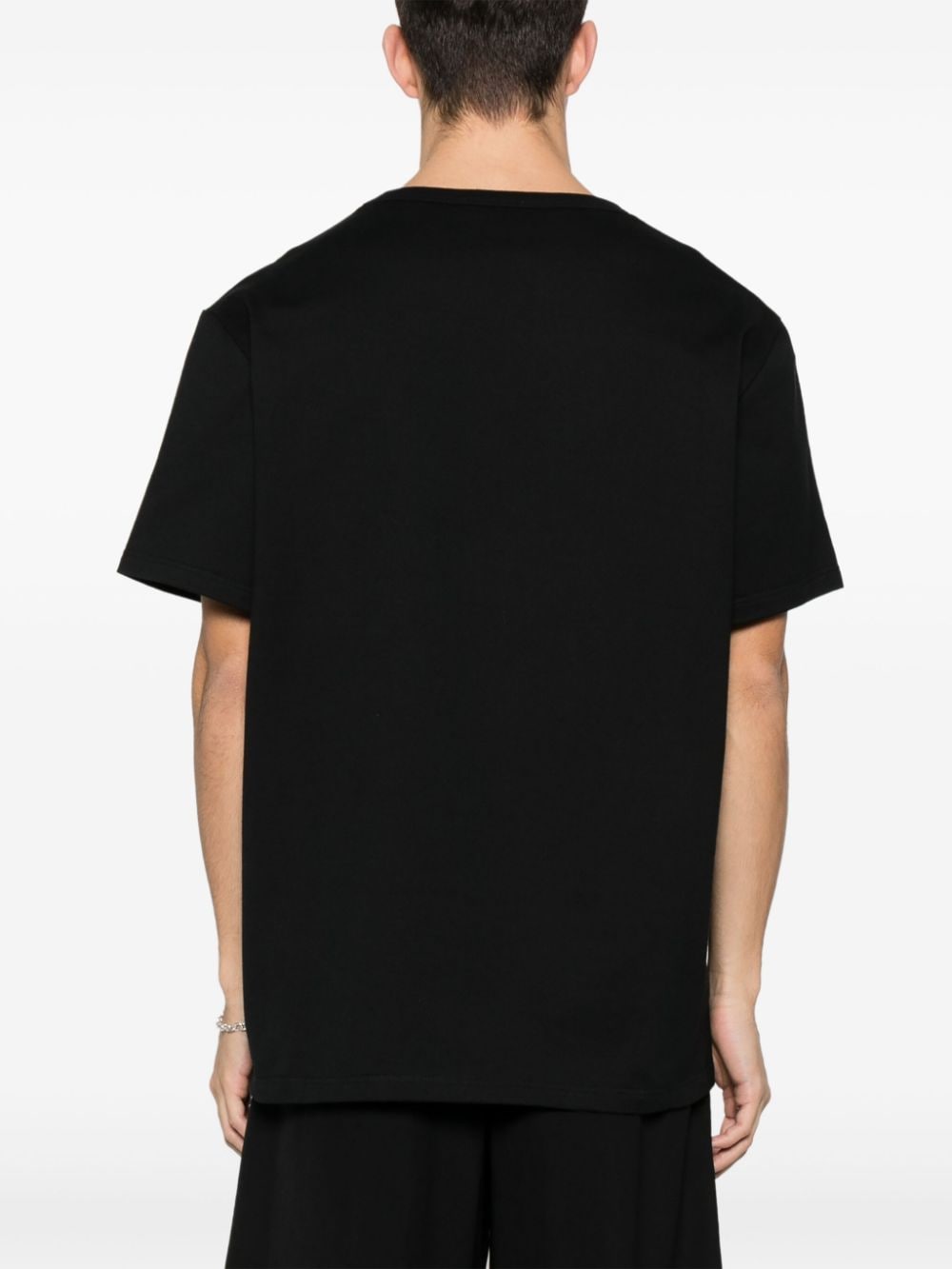 Shop Alexander Mcqueen Embroidered-logo Cotton T-shirt In Black