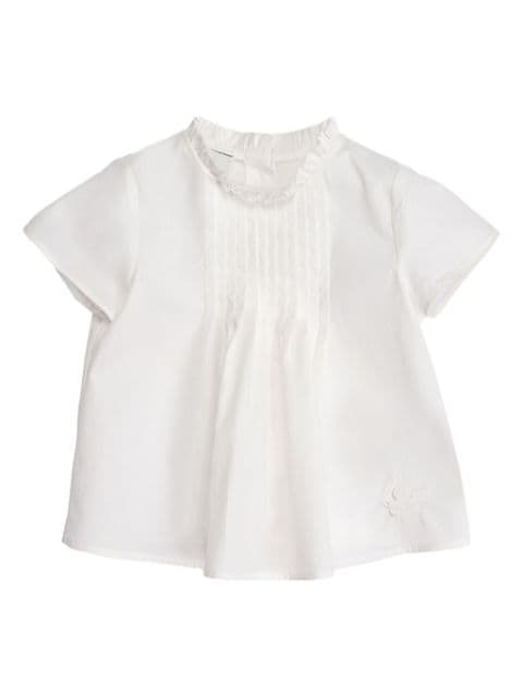 ETRO KIDS pleated cotton poplin blouse