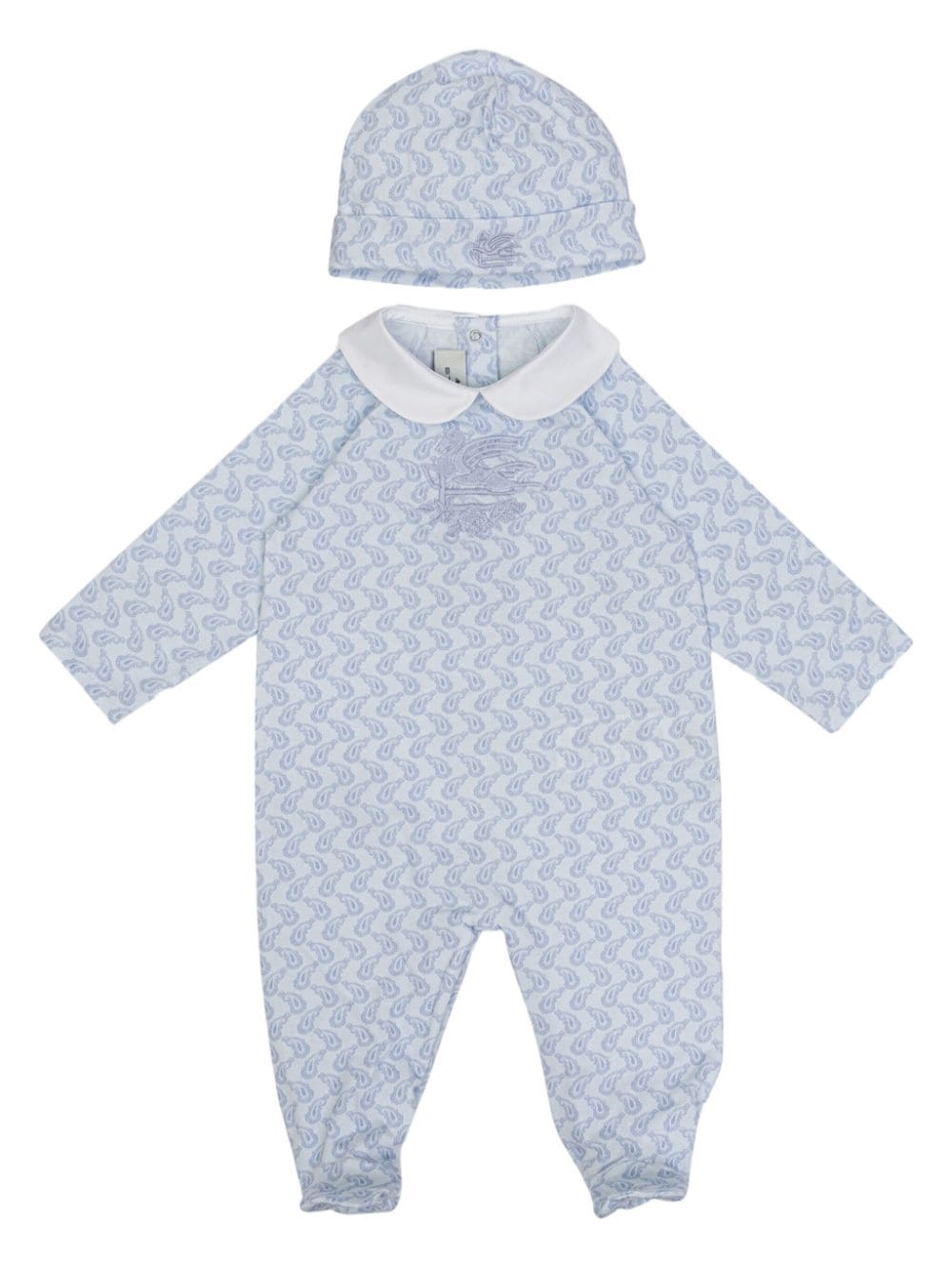 Etro Paisley-print Jersey Babygrow (set Of Two) In Blue