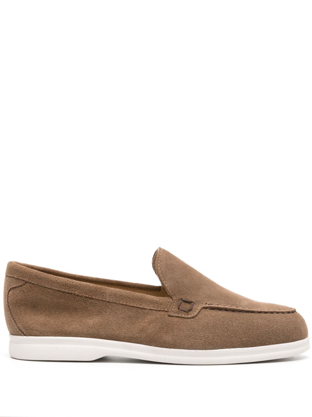 Shop Doucal's Almond-toe Suede Loafers In Brown
