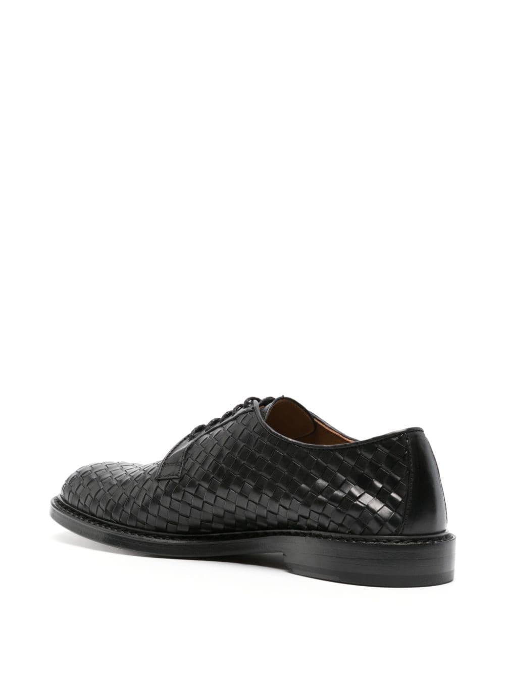 Shop Doucal's Interwoven Leather Derby Shoes In Black