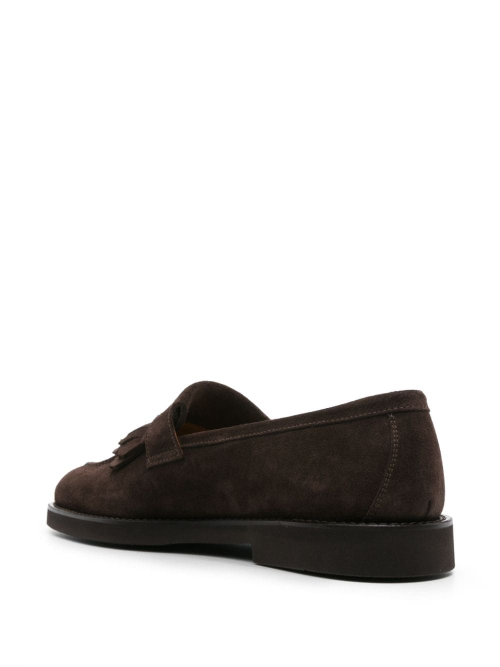 Shop Doucal's Fringed Suede Loafers In Brown