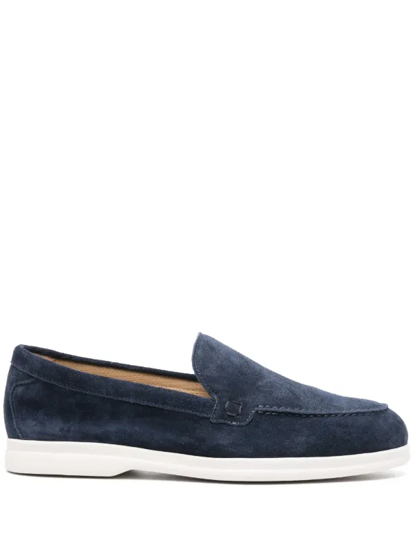 Doucal's Almond-toe Suede Loafers in Blue